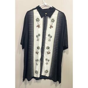 Batik Bay Black Hawaiian Button Up Palm Trees Men's XXL